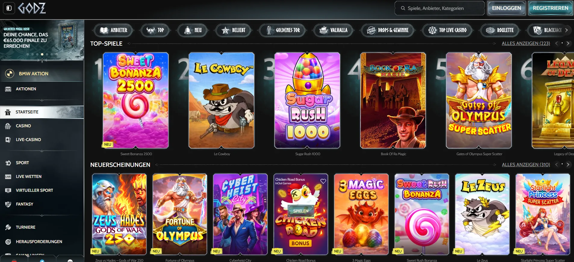 Godz Casino Spielkatalog